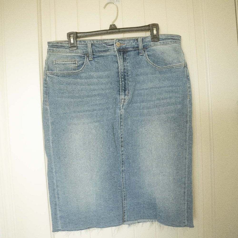 Knee length denim skirt
